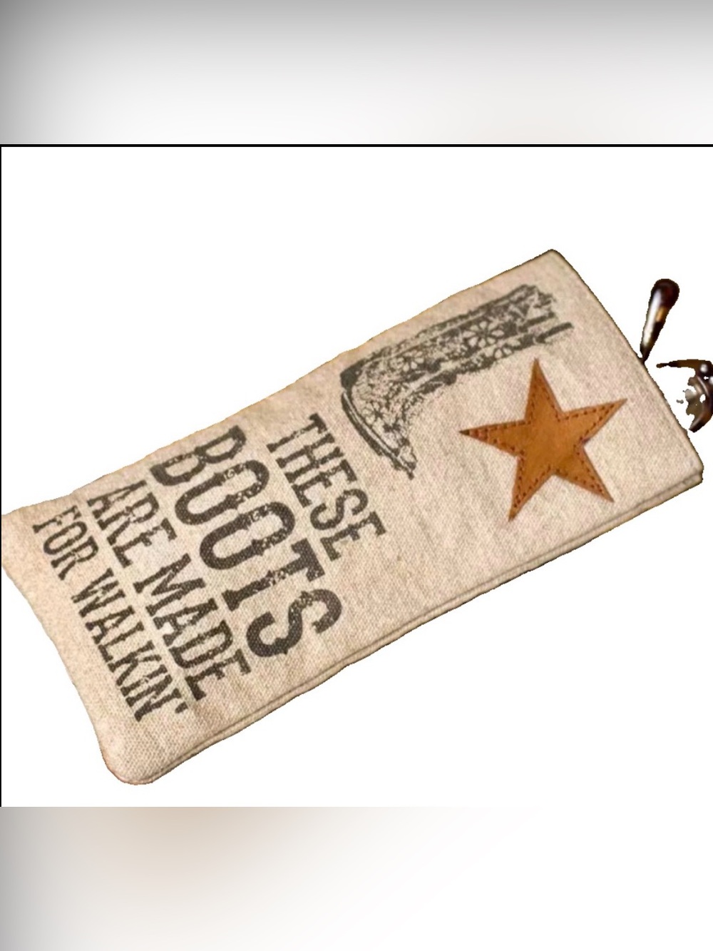 Rustic Beige 'These Boots Are Made For Walkin'' Eyeglass holder with Brown Star